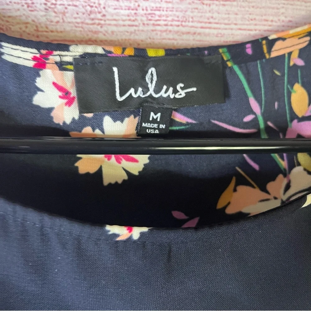 Lulus Black Floral Long Sleeve Dress Size Medium‎ - Picture 2 of 5